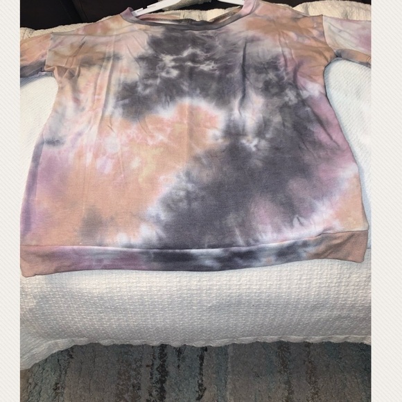 Grey/mauve Tie Dye Short Sleeve Tunic Top - Picture 10 of 14
